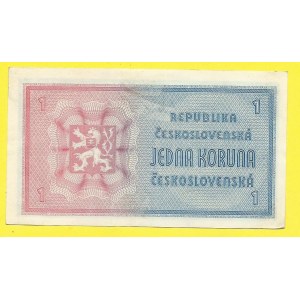 ČSR 1945 - 1953, 1 Kčs (1946). H-86a. dr. stopy po nalepení