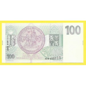Česká republika, 100 Kč 1993, s. A09. H-CZ8a1