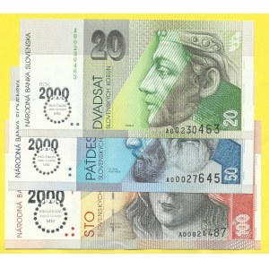 Slovenská republika, 20, 50, 100 Sk 1993/1999. H-SK27a, 28a, 29