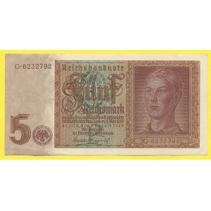 Cizí platidla na našem území, 5 RM 1942, s. G. BKK-D1a. hnědý číslovač