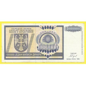 Zahraniční platidla, Bosna. 1.000.000 dinara 1993. Barac-B32