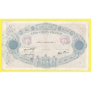 Zahraniční platidla, 500 frank 2.12.1937. Pick-88b