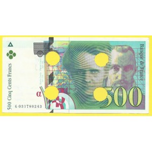 Zahraniční platidla, 500 frank 1995. s. G. Pick-160a. Perf. 4x otvor