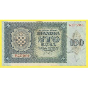 Zahraniční platidla, Chorvatsko. 100 Kuna 1941, s. M. Barac-H257
