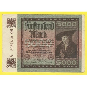 Zahraniční platidla, 5.000 marek 1922, s. OH. Ros.-80b