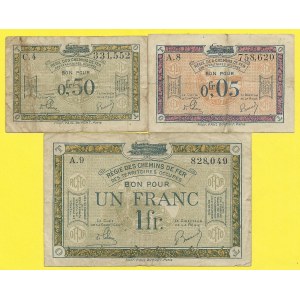 Zahraniční platidla, 0,05, 0,50, 1 frank (1923), Ros.-855, 858, 859