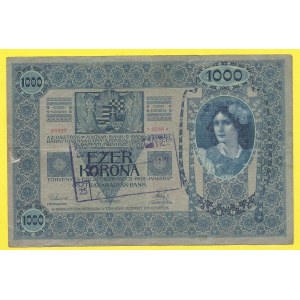 Zahraniční platidla, 1000 K 1902/19, razítko Ljublaň. nep. stopy po nalepení