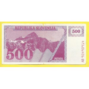 Zahraniční platidla, 500 (tolara) 1990. s. AB. Barac-S135. v ohybu prodřená 2mm