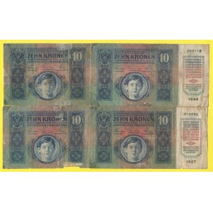 Soubory bankovek, 10 K 1915/19. H-1a. horší kvality, nálepky, v ohybech prodřené