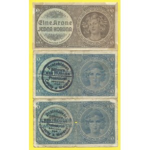 Soubory bankovek, 1 K/Kč (1938/40), s. A008, A021. 1 K (1940), s. 068. H-30a, 32a...