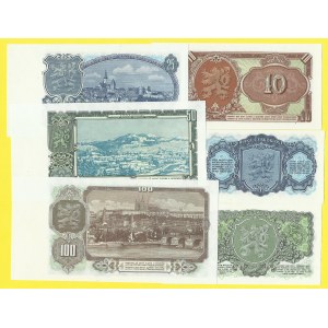 Soubory bankovek, 3, 5, 10, 25, 50, 100 Kčs 1953, s. ME, MS, NC, NN, HC, KA. H-99b, 100b, 101b, 102b, 103b...