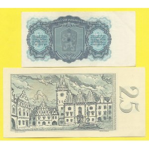 Soubory bankovek, 3, 25 Kčs 1961, s. SK, Q13. H-107a, 109bS1. 25 perf. 3 m.d.