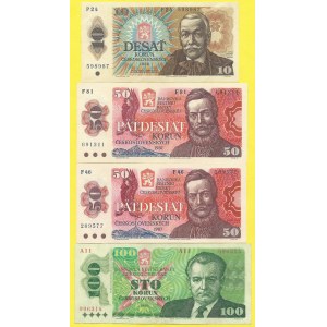 Soubory bankovek, 10 Kčs 1986, 50 Kč 1987, 100 Kčs 1989 s. P24, F46, F81, A11. H-116b, 117a, b...