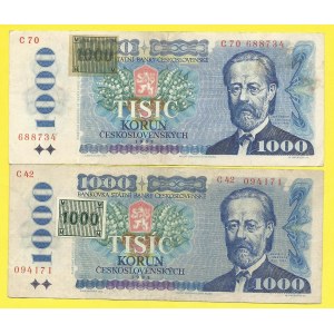 Soubory bankovek, 1000 Kč/Kčs 1985/(93), s. C42, 70. H-CZ6a, 6b. 1x kolek bez podtisku, falešný ?...