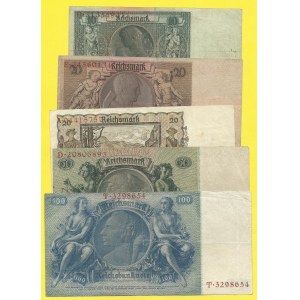 Soubory bankovek, Soubor 10 - 100 RM 1929-39, s. G/B, B/E, A, L/D, B/T. BHK-D2b, D3b, D4, D5d, D8c