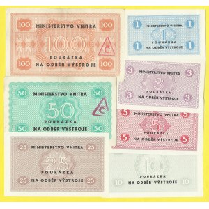 Soubory bankovek, Výstrojní poukázky MV. 1 - 100 (bodů) b.d. bez razítek