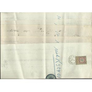 Soubory bankovek, Soubor 6 ks směnek vzor 1898, razítka Jaroměř, zálepka cukrovar Smiřice...