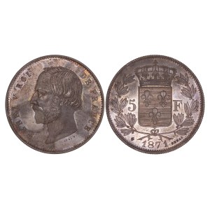 France - Henri V Pretender, 1820-1883 - Essai 5 Francs 1871
