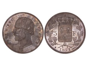 France - Henri V Pretender, 1820-1883 - Essai 5 Francs 1871