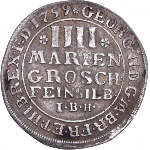 German States - Georg II. 1727-1760. 4 Mariengroschen Feinsilber 1759 I.B.H