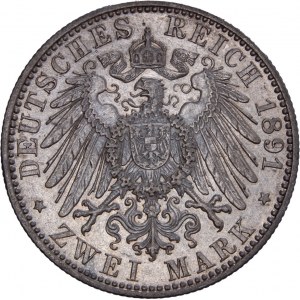 German States - HESSEN - Ludwig IV., 1877-1892. 2 Mark 1891