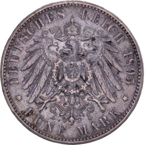 German States - SACHSEN - Albert, 1873-1902. 5 Mark 1895 E