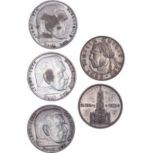 Germany - Deutsche Reich - Third Reich Silver Coin LOT - 5 pcs