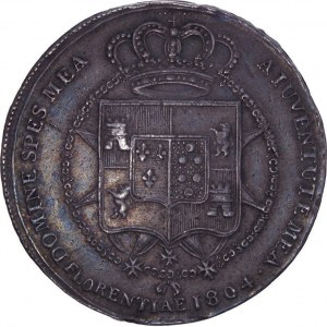 Italian States - Etruria (Kingdom) - Carlo Ludovico di Borbone and Maria Luigia, as Regent, 1/2 Dena da 5 Lire 1804