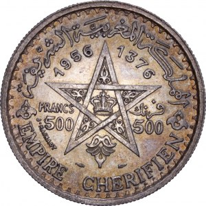 MOROCCO - Mohammed V, 1927-1962, AR 500 francs, 1956/AH1376