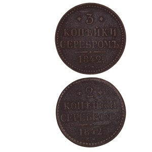 Russia - Nikolaus I. (1825-1855) 2 - 3 Kopecks 1842 EM Pair