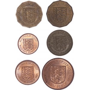 United Kingdom -Bailiwick of Jersey - Coin LOT - 6 pcs - with RARE pieces