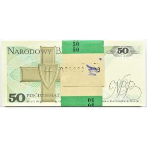 Poland, communist Poland, bank parcel 50 zloty 1988, Warsaw, HZ series, super numbers!