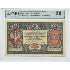 Poland, Second Republic, 100 marks 1916, General, series A, PMG 30