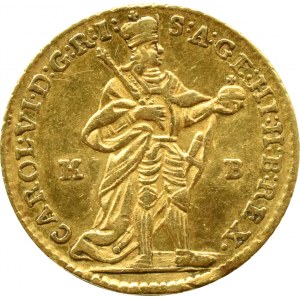 Hungary, Charles VI Habsburg, ducat 1737 KB, Kremnica, date punched