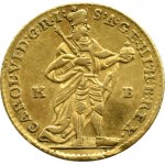 Węgry, Karol VI Habsburg, dukat 1737 KB, Kremnica, przebitka daty