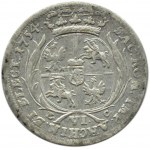 Augustus III Sas, Sixpence 1754 EG, Leipzig, Bulldoggenbüste