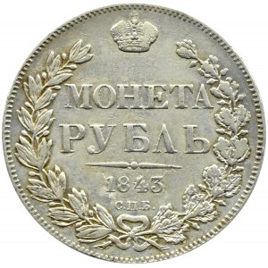 Rosja, Mikołaj I, rubel 1843 A Cz, Petersburg