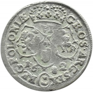 Johann III. Sobieski, Sixpence 1682, Bromberg, große 2 in der Jahreszahl, 13 Juwelen in der Krone, Leliwa