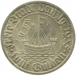 Freie Stadt Danzig, 5 Gulden 1935, Koga, Berlin, selten