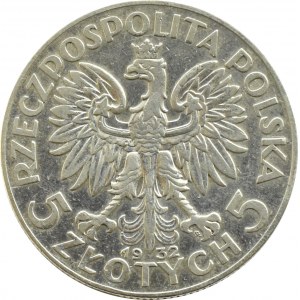 Polska, II RP, Głowa Kobiety, 5 złotych 1932 ze znakiem mennicy, Warszawa