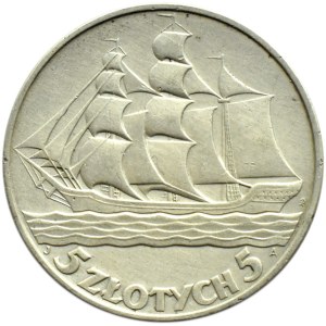 Poland, Second Republic, Sailboat, 5 zloty 1936, Warsaw