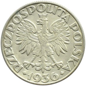 Polen, Zweite Republik, Segelboot, 5 Zloty 1936, Warschau