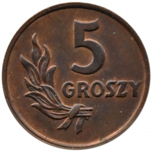 Poland, RP, 5 pennies 1949, bronze, Basel, UNC