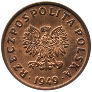 Polska, RP, 5 groszy 1949, brąz, Bazylea, UNC