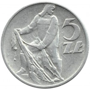 Polen, Polnische Volksrepublik, Rybak, 5 Zloty 1958, Warschau, schmale Acht, Sunczko