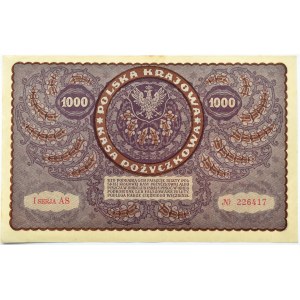 Poland, Second Republic, 1000 marks 1919, 1st series AS - type 7, Warsaw
