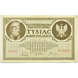 Polska, II RP, 1000 marek 1919, III seria E, Warszawa, bardzo ładne!