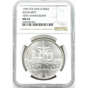 Polska, III RP, Solidarność, 100000 złotych 1990, typ A, Warszawa, NGC MS67