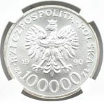 Polska, III RP, Solidarność, 100000 złotych 1990, typ A, Warszawa, NGC MS67