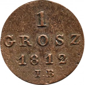 Księstwo Warszawskie, grosz 1812 I.B., Warszawa, IB - szeroko rozstawione
